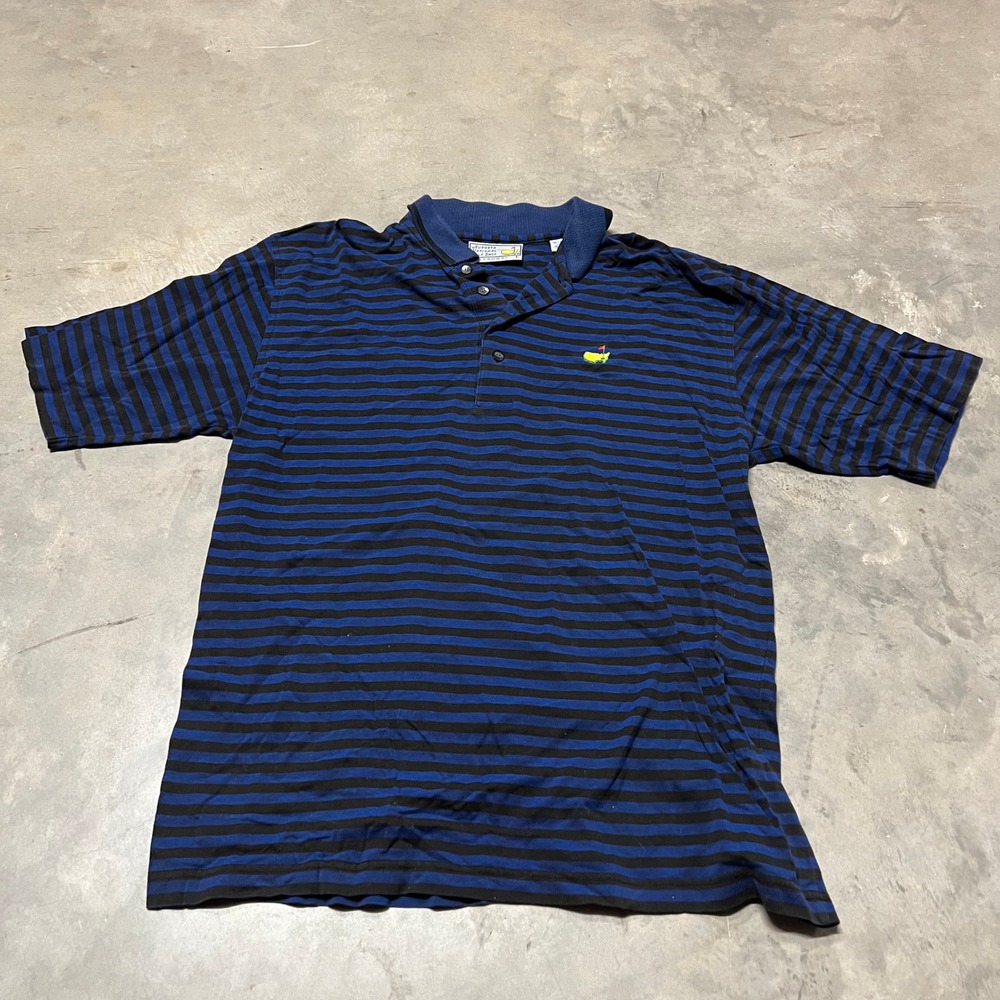 Masters Augusta National Golf Slazenger Polo Shirt Mens Large Blue Brown Striped